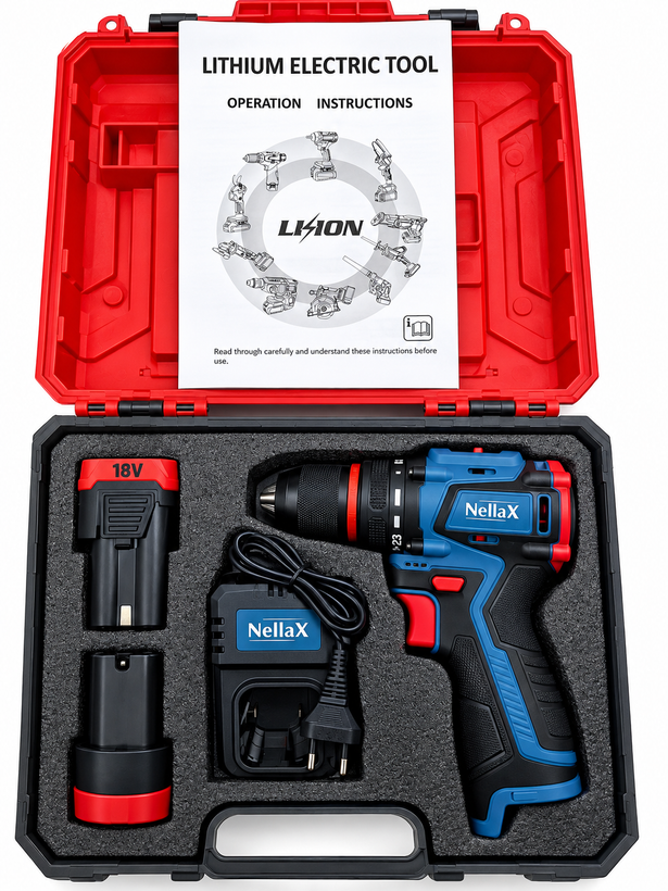 دریل شارژی لیتیومی Nellax مدل 18V